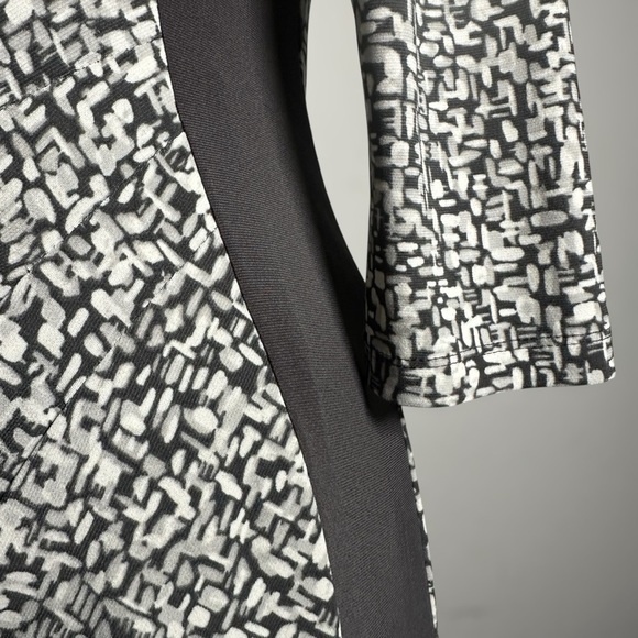 LRL Ralph Lauren Sheath Dress Size 2P Charcoal White Ruched Lined Jersey Stretch - Picture 6 of 16